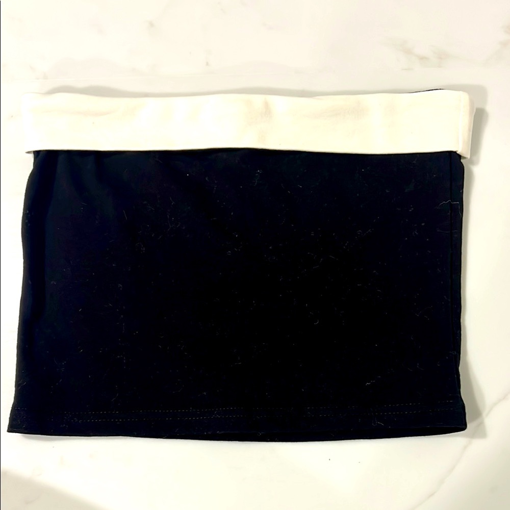 Edikted Black Contrast Fold Over Tube Top